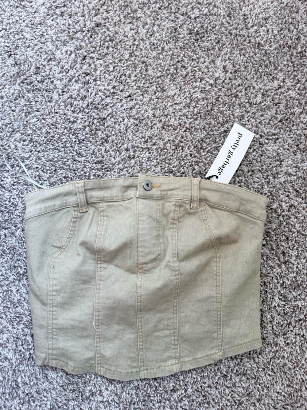 These Three Boutique Strapless Olive Green Corset Top NWT